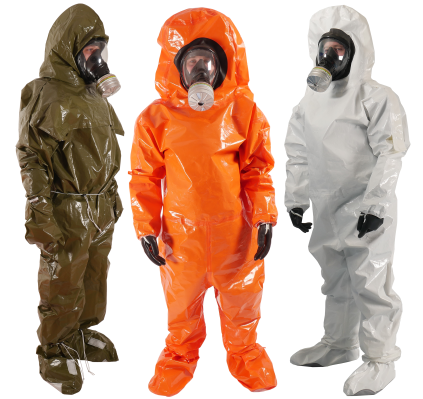 Защитный костюм ламинированного нетканого материала, предназначенный для защиты кожи от брызг химических продуктов, радиоактивных и биологических частиц.